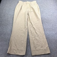 Everlane Pants Womens 4R Beige Striped Wide Leg Twill Pleated Dress Work Office
