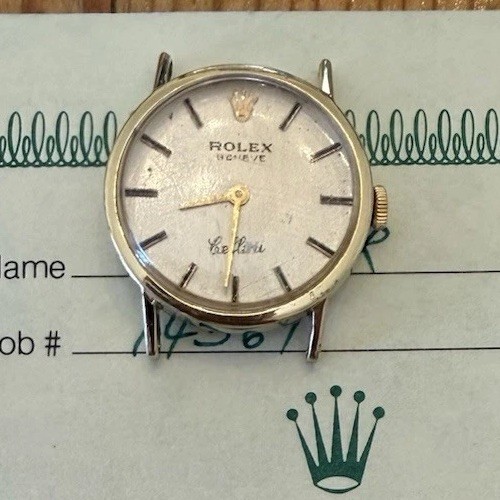 Vintage Rolex Cellini Watch 14k Gold With Champagne Dial