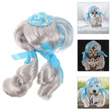 Pet Cat Costume Costumes for Cats Dog Double Ponytail Wig Breeds
