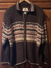 Tiara International Full Zip Cardigan Sweater Fair Isle Cottage Core Size 18/20