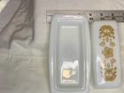 Vintage 1960's Gold Flowers & Butterfly Pyrex 72-B Butter Dish & Lid Milk Glass