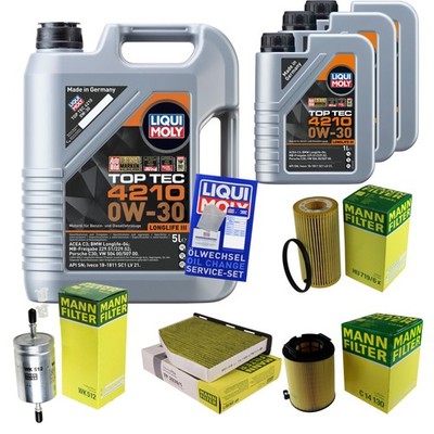 MANN Inspektionspaket 8 L Liqui Moly Top Tec 4210 0W-30 für Audi A3 Sportback