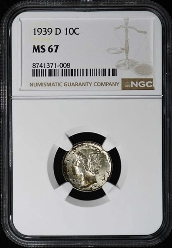 1939-D Mercury Dime 10C NGC MS67