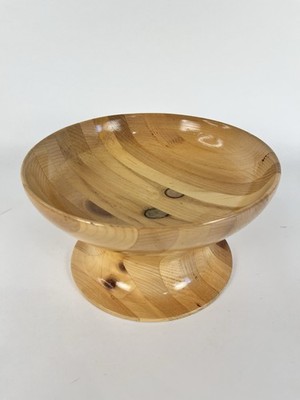 Handcrafted Wooden Pedestal Bowl 9  Diameter  Made In Maine State Prison
