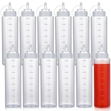 12 Pcs 27 oz Clear Plastic Condiment Squeeze Bottles for Sauces, Condiments, ...