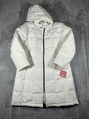 NWT Espirit White Long Puffer Down Filled Ladies Winter Coat with Removable Hood