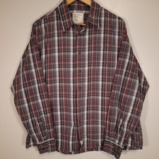 Wrangler Men's XL Gray Red Plaid Long Sleeve Button Up Shirt 100 Cotton