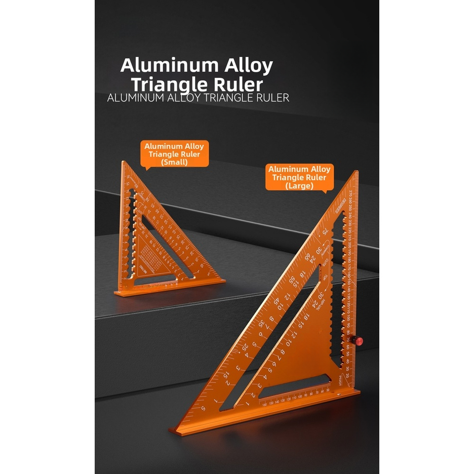 Triangular V Ruler Triangle Ruler Aluminum Alloy 45 Degree Square for Carpentry and ...