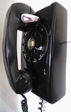 1960 Western Electric, Bell System Black 554 Wall Phone, Polished  Working