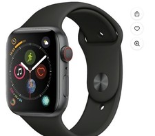 Apple Watch Series 4 44mm Space Gray Aluminum Case Black Sport Band GPS LTE 