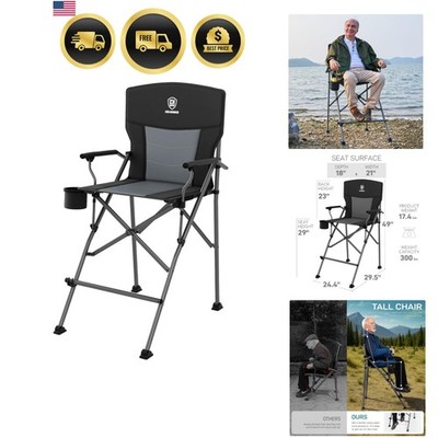 Tall Directors Chair with Cup Holder 31'', Bar Height Folding Chair for Campin...