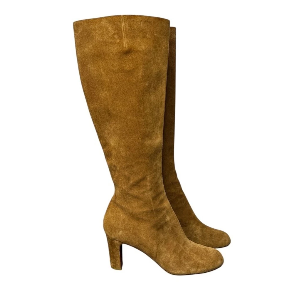 Christian Louboutin Bronceado Camel Marrón Gamuza Botas Altas Hasta la Rodilla Talla 38 Tacones Foto 2 de 4