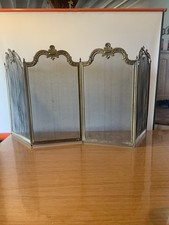 pare feu cheminée Ancien En Laiton Hauteur60 Cm 4 Vantaux 