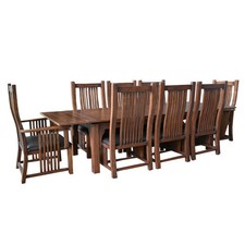 Mission Style Leaf Table-High Back Chair Dining Set-2 Color Available Walnut