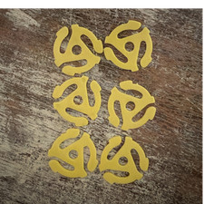6 Yellow Plastic 45 RPM Record Adapters