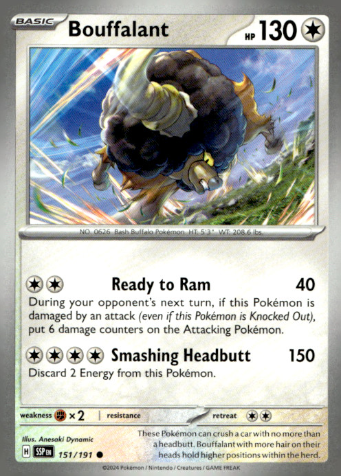 Bouffalant Common SV08: Surging Sparks 151/191 NM