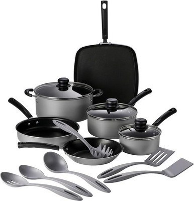 Tramontina Primaware 15-Piece Non Stick Cookware Set with Lids and Utensils, Alu