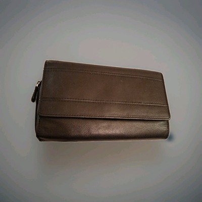 Pelle Studio Black Leather Wallet Womens Gothic Classic Zipper Change Photo Area