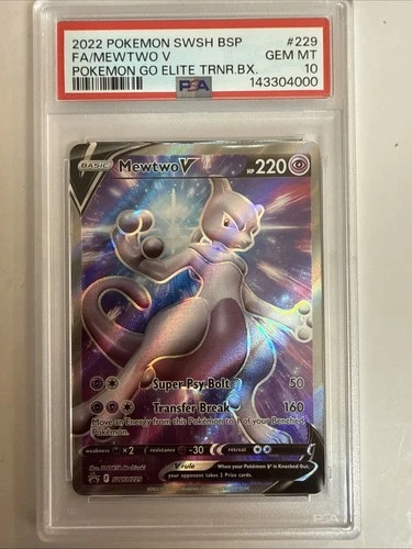 POKEMON 2022 GO Promo ETB Full Art MEWTWO V SWSH229 PSA 10 Gem Mint RARE
