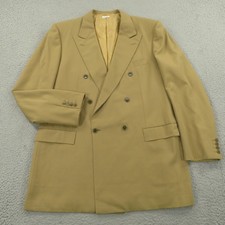 Brioni Blazer 44L Tan Wool 6 Button Double Breasted Sport Coat Jacket Six Khaki