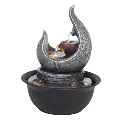 Tischbrunnen Wasserfallbrunnen mit Lichtern Indoor Outdoor Zen USB Tischbrunnen