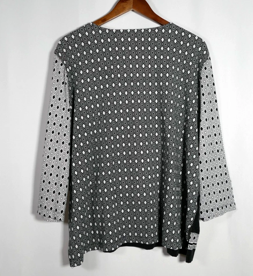 Alfred Dunner Womens Geometric Floral Pullover Top Size 2X Stretch Office Artsy - Image 4 of 4