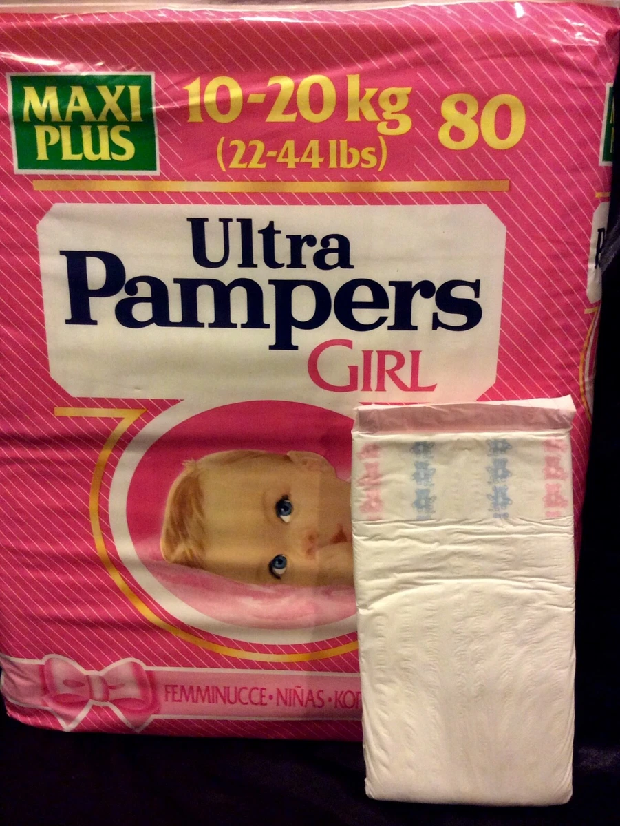 Vintage Ultra Pampers Diaper for Girls Plastic Backed Sz Maxi Plus 10 20 kg