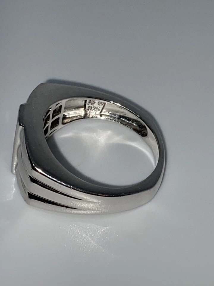 Anillo de plata esterlina 925 de tres piedras estilo ilusión circonita cúbica para hombre 11 - 7,5 g Foto 3 de 4