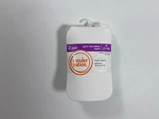 Wonder Nation Girls White Microfiber Tights 2 Pair NEW! NWT