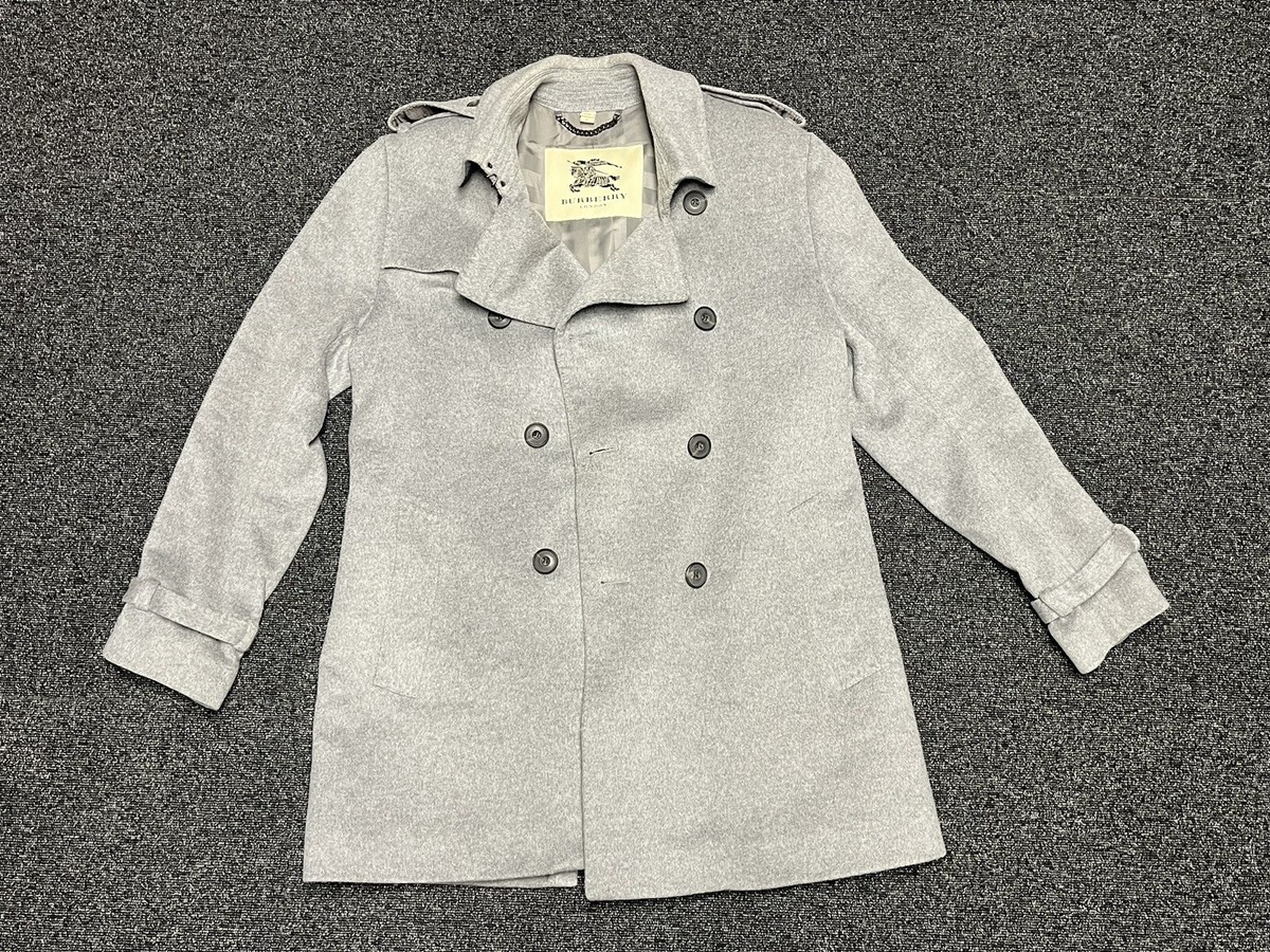 Burberry Pale Grey Melange Wool Cashmere Mid Length Trench Burberry Pale Grey Melange Wool Cashmere Mid Length Trench