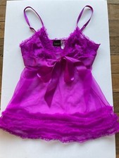Vintage Fredericks of Hollywood Lace Sheer Babydoll Purple Large