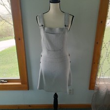 Zara Sweater Knit Overall Dress Pale Blue Med NWT