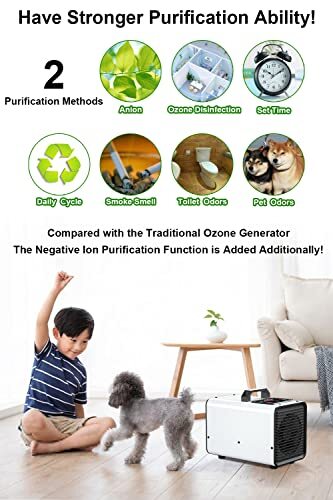 80,000mg/h Ozone Generator With Negative Ion - Digital Air Purifier For Home & Car Odor Removal