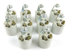 Porcelain Light Socket Lamp Holders 1/8" IPS Extended Hickey Lot of 10