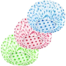 3PCS Shower Caps, Elastic Reusable Waterproof Plastic Shower Cap for Women Ladie