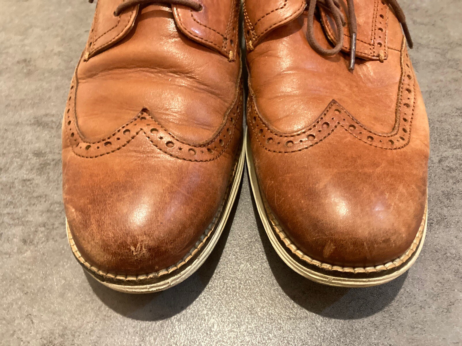 SAOLA Scarpe Oxford Cole Haan originali da uomo Grand Wingtip marrone taglia USA 9 C26471