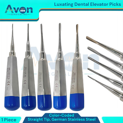 Apical Root Elevator Pick, Blue Handle, Straight Tipped - German Stainless - 1ea