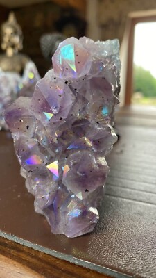 Premium Amethyst Angel Aura Druzy 176 Mini Geode Cut Base 327g H8xW5xD6.5cm
