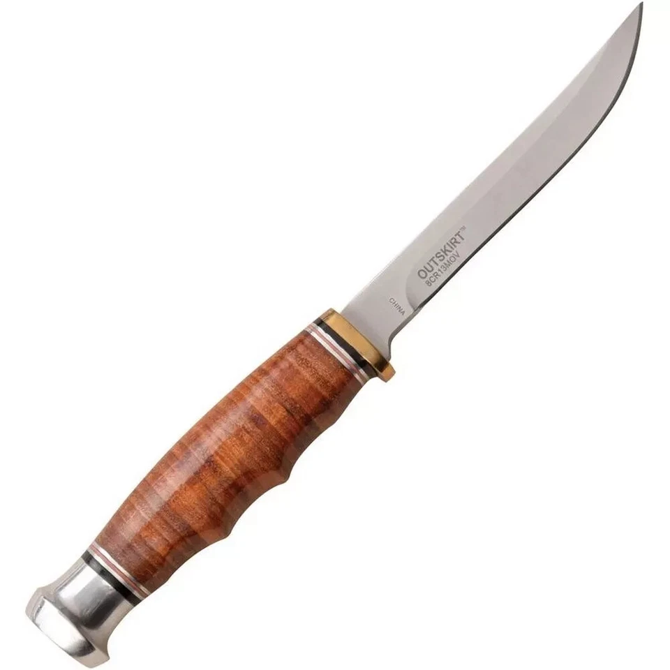 Cuchillo fijo Elk Ridge Outskirt 8Cr13MoV hoja de acero mango apilado ER-200-30LBR Foto 2 de 4