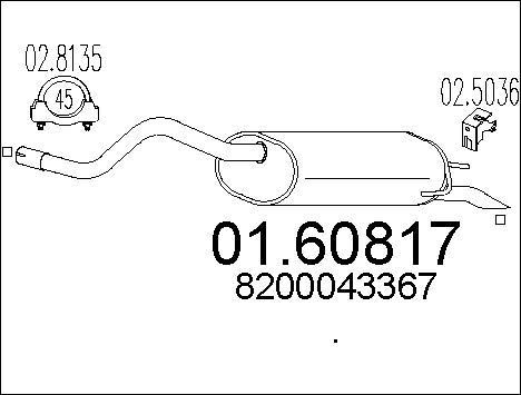 Silencieux arrière pour Renault Thalia 1 et 2 moteur 1.4 essence