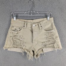 Levi  s 501 Cutoff Shorts Women's 29 Beige Distressed Grunge Party USA 90s Vtg