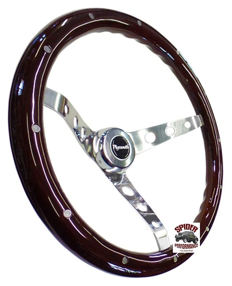 Volante Plymouth 1968-1969 15" madera clásica de caoba Foto 2 de 4