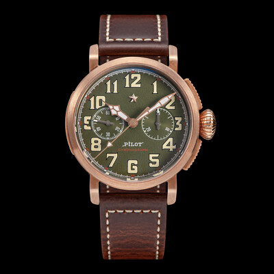 Sugess PILOT MASTER Chrono CuSn8 Bronze Mechanical Watch Seagull 1963 S409.02