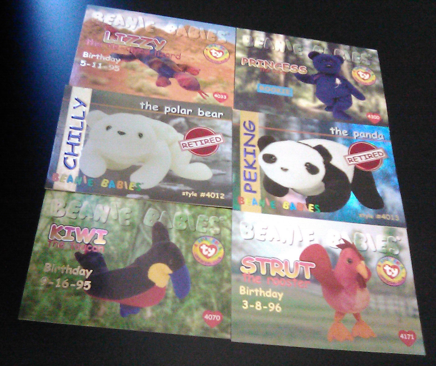 BEANIE CARDS Series 1 LIZZY PRINCESS KIWI STRUT BIRTHDAY CHILLY PEKING RETIRED-image