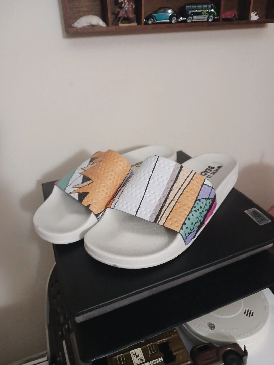 Adidas dov'è la spiaggia? Sandali Slides Taglia 12 RARI Made In Italy