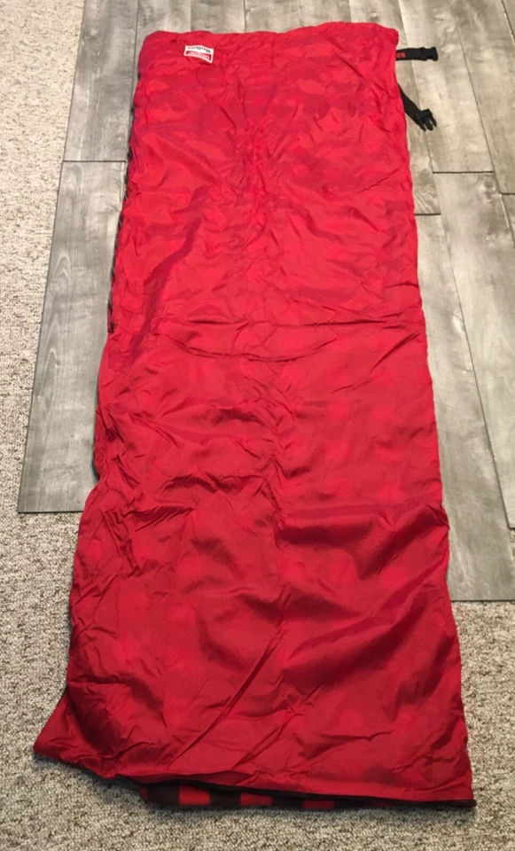 Saco de dormir vintage xadrez Marlboro vermelho e preto lã mochila acampamento - Imagem 4 de 4