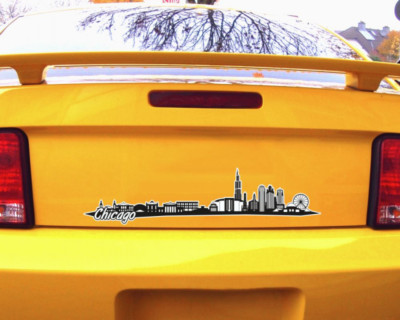 Samunshi Chicago Skyline Aufkleber Sticker Autoaufkleber City Gedruckt