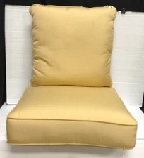 Frontgate Outdoor Deck Patio Lounge Chair Sofa Cushions Canvas Wheat 24x24 NEW