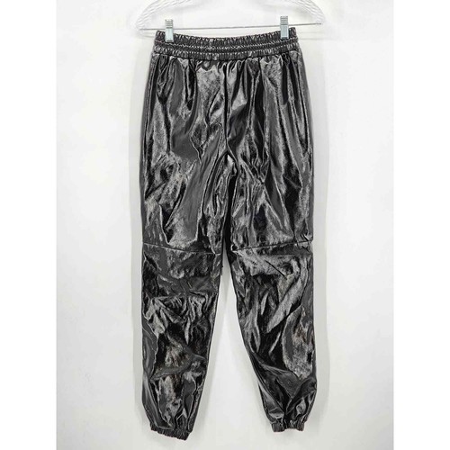 Pantalones de chándal Forever21 aspecto de cuero húmedo negros XS NUEVOS CON ETIQUETAS - Imagen 2 de 5