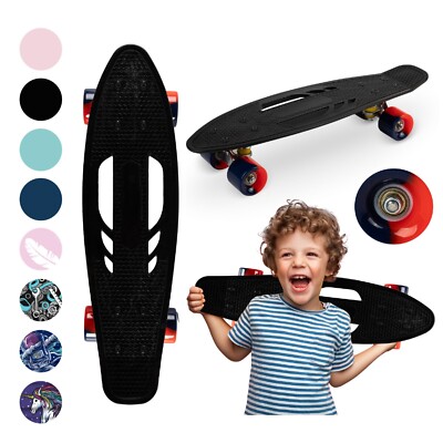 QKIDS GALAXY Skateboard - 8 Designs, ABEC-7, 56cm Deck, Bis zu 50kg - Schwarz